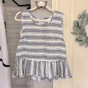 Fate By LFD 100% Linen Peplum Raw Edge Tank